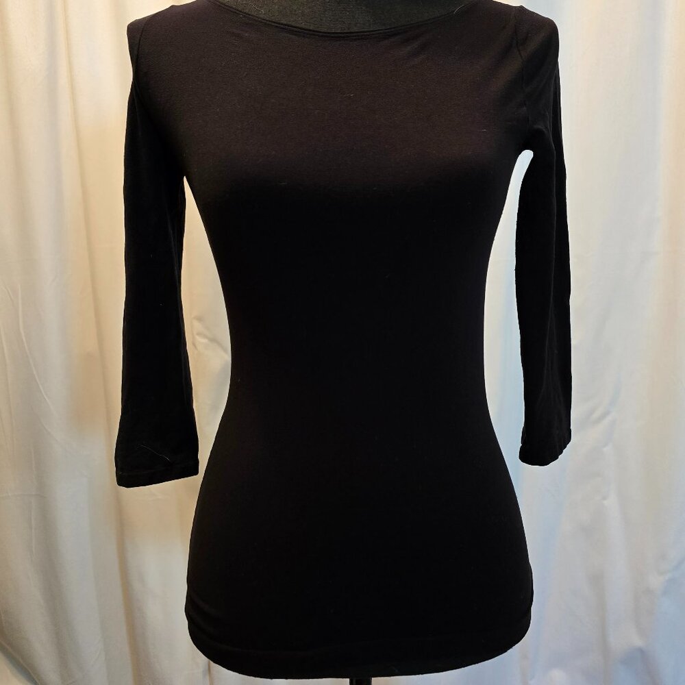 bebe black stretch 3/4-sleeve shirt OSFA